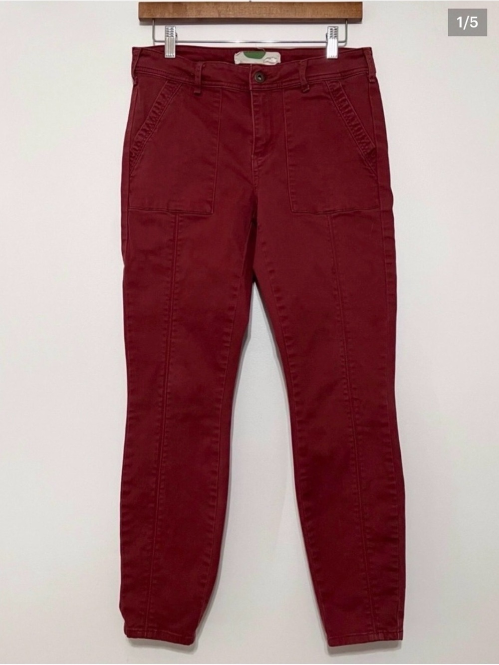 Anthropologie Jefferson Slim Skinny Leg Red Utility Pants Size 30